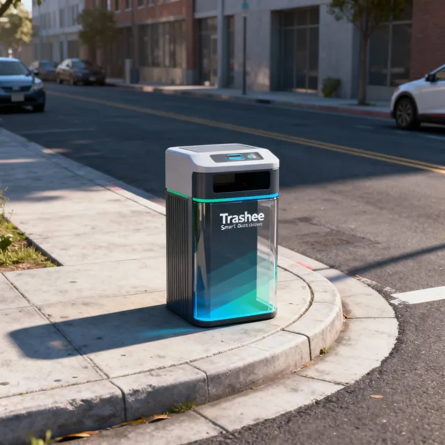 A Trashee bin on a city pavement